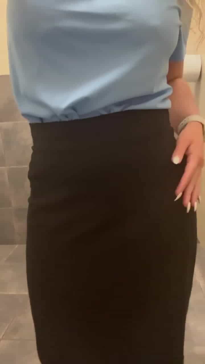 Upskirt in the office bathroom 