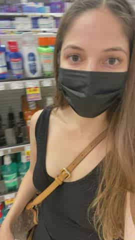 Flashing my tits and pussy in the pharmacy aisle because mommy knoes how to make it all better