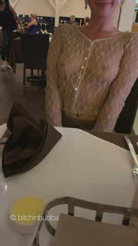 Sheer and braless on our dinner date [GIF]