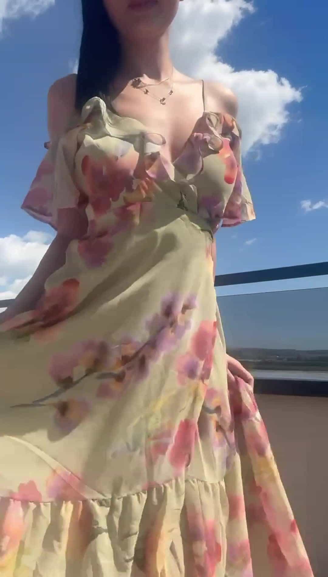Adorable sundress with a sexy body underneath