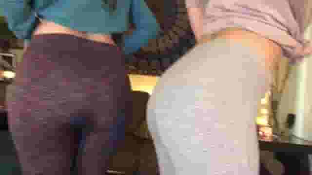 Sisters Emma Banks and Ginger Banks flashing their big booties