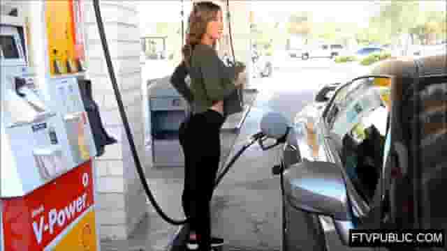 Flashing ass at the gas station