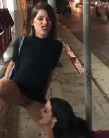 AC pissing in public while her friend gets a taste