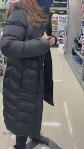 Wife sharing her big tits while out in public shopping (caught at the end)