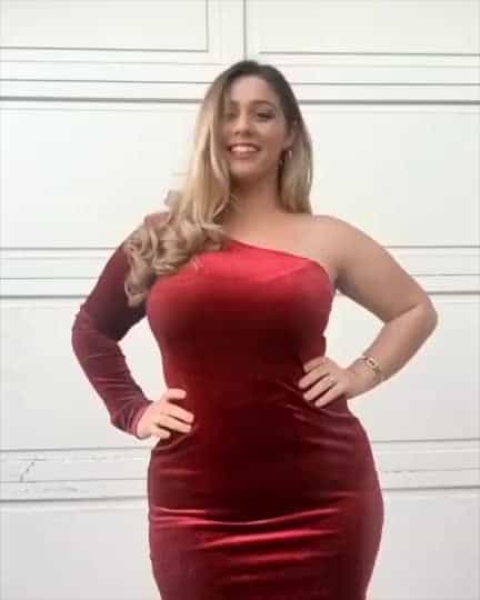 Ellana Bryan in a red dress