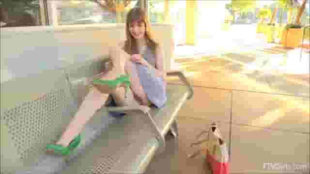 Playing with her Pussy on the bench [GIF]