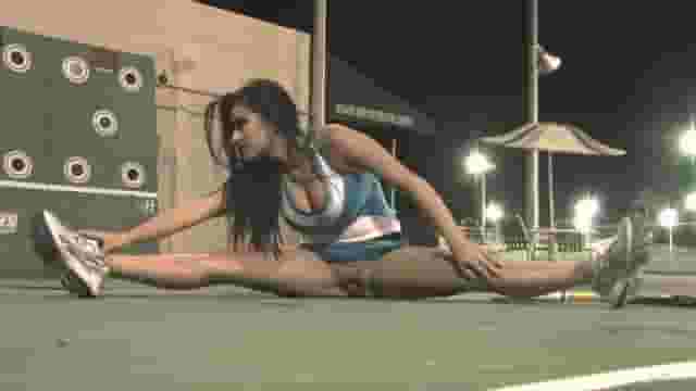 Busty latina getting naughty at the tennis court [GIF]