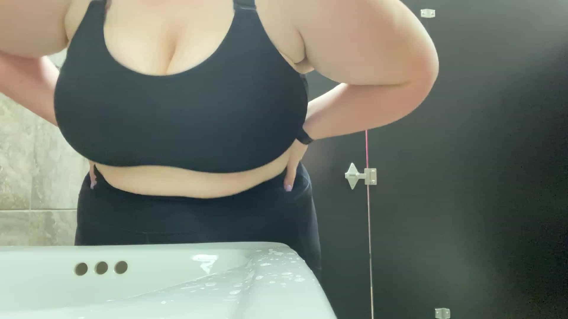 Titty Drop in gym bathroom