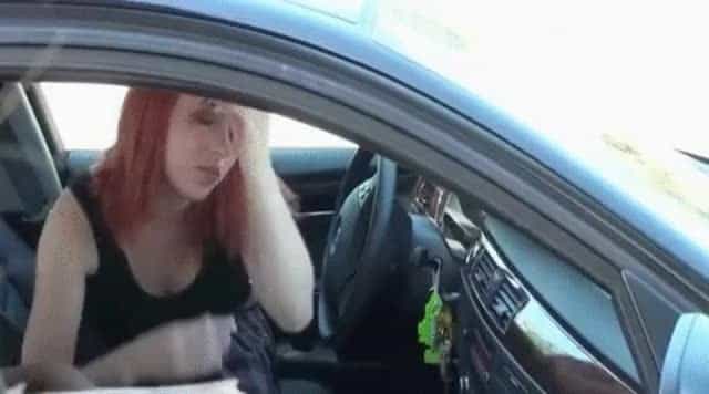 Horny couple fucking in a car ~ voyeur camera view [GIF]
