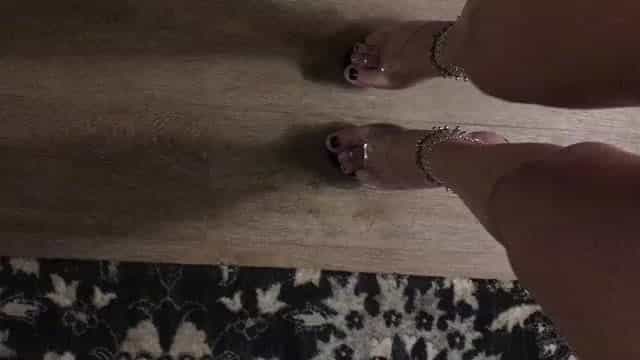 Long legged POV walk in black platform heels and booty shorts [oc]