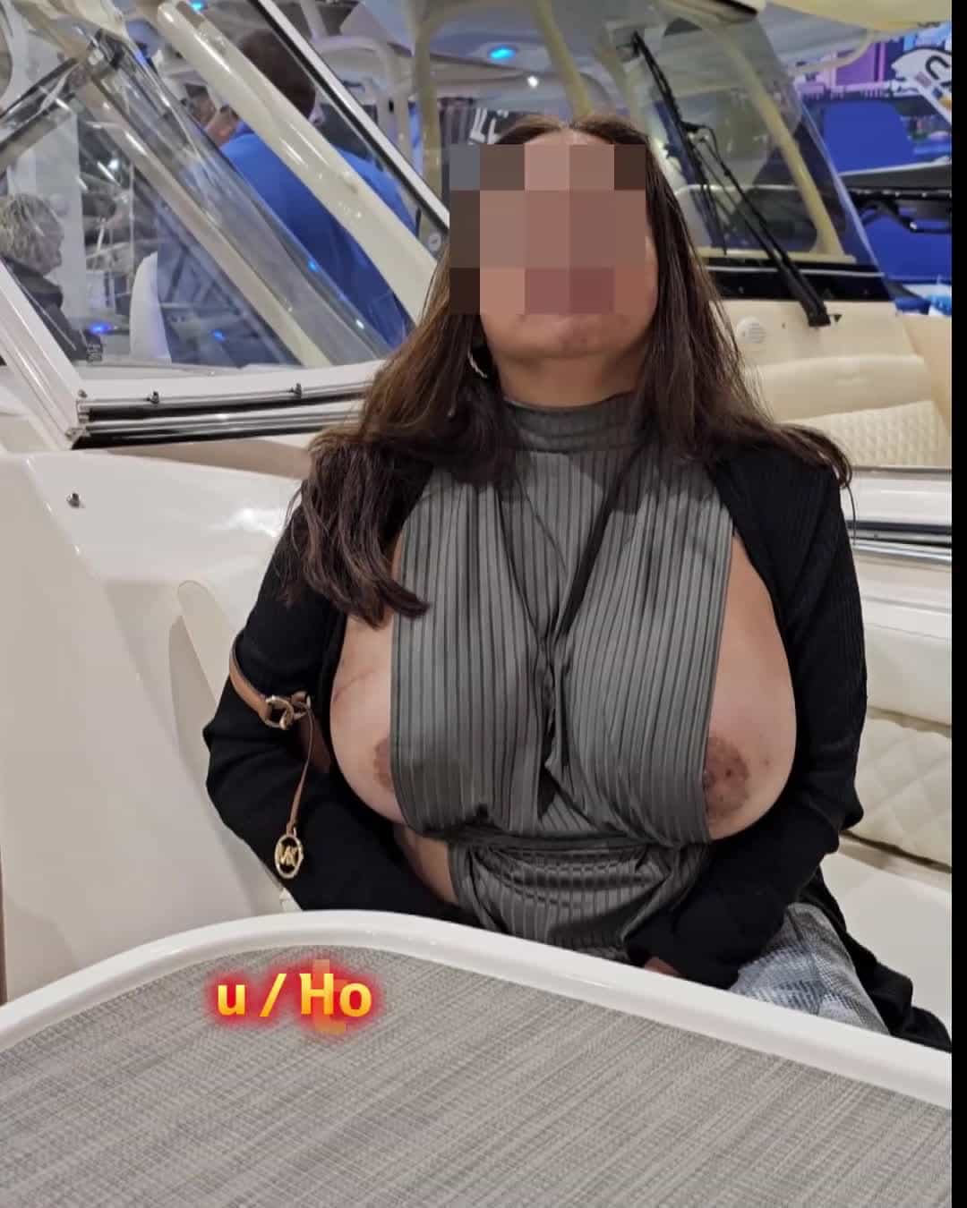 My big Asian titties at the boat show