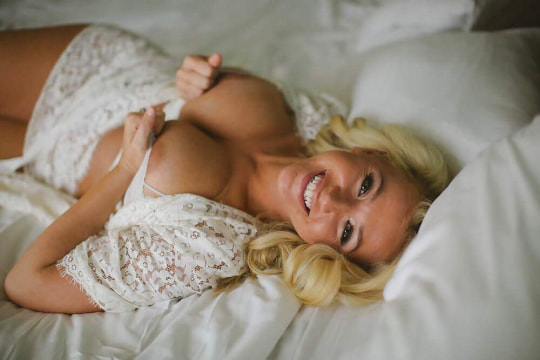 Curvy blonde bride boudoir AIC