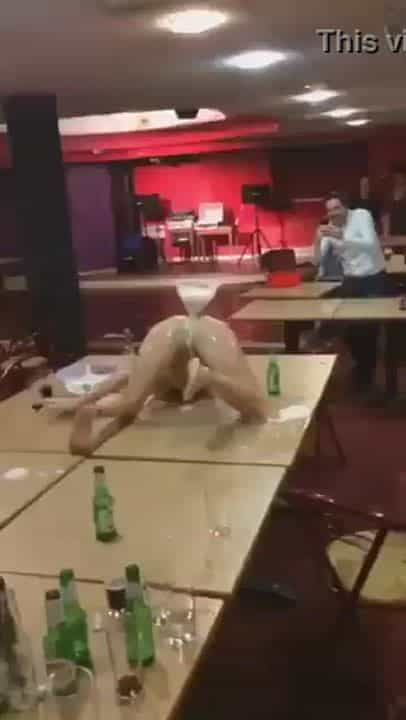 Stripper does a beer enema show