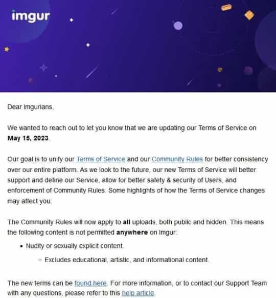 Heads up, Imgur will no longer allow sexually explicit material