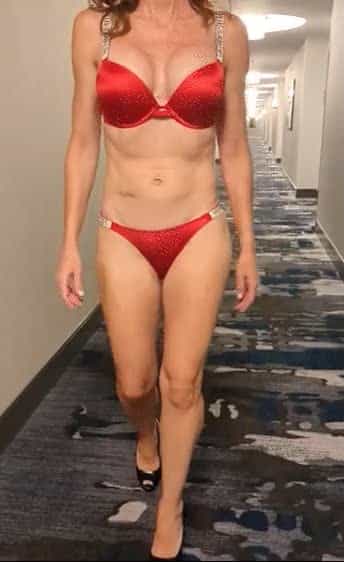 Dare my wife to walk down the hotel hallway in her bra, panties and high heels