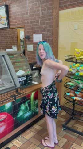 He dared me to get naked before the cashier came back!! Definitely did NOT see the security camera!...