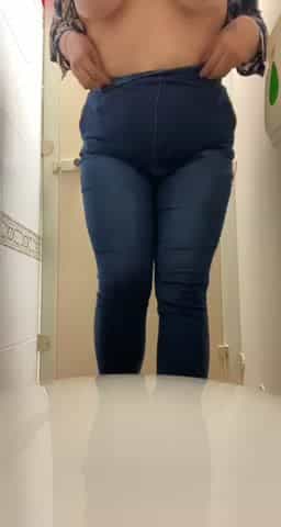 Tall and thick showing off my tits in public toilets 🥰