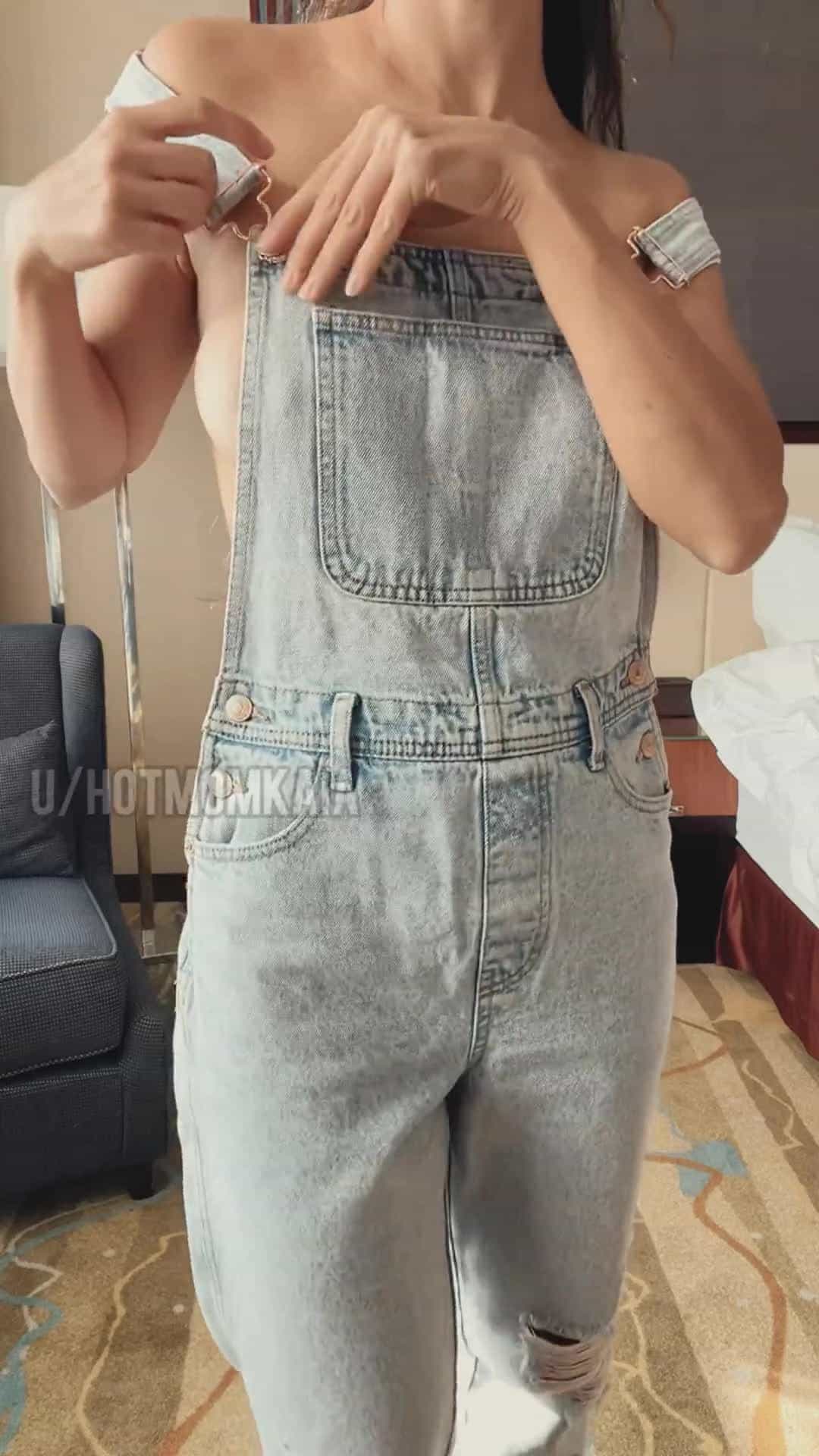 Busty Mom in overalls